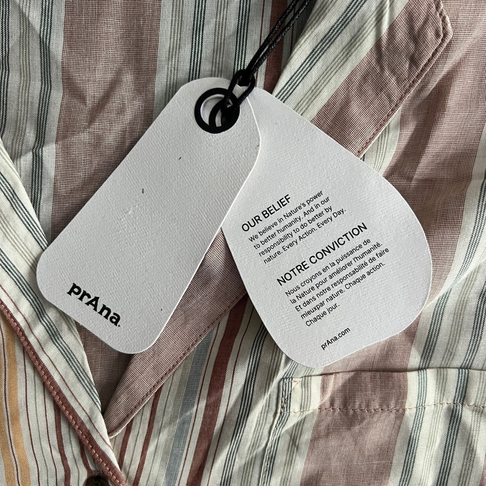 NWT Prana Iguala Top Women's Medium Clay Stripe Tencel Modal Button Up Shirt - Picture 8 of 10